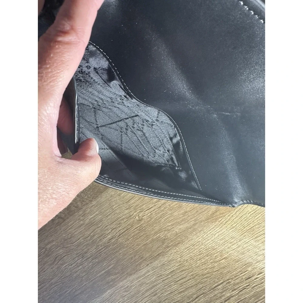 Michael‎ Kors MK Signature Envelope Clutch Wristlet Black PVC Logo Pouch